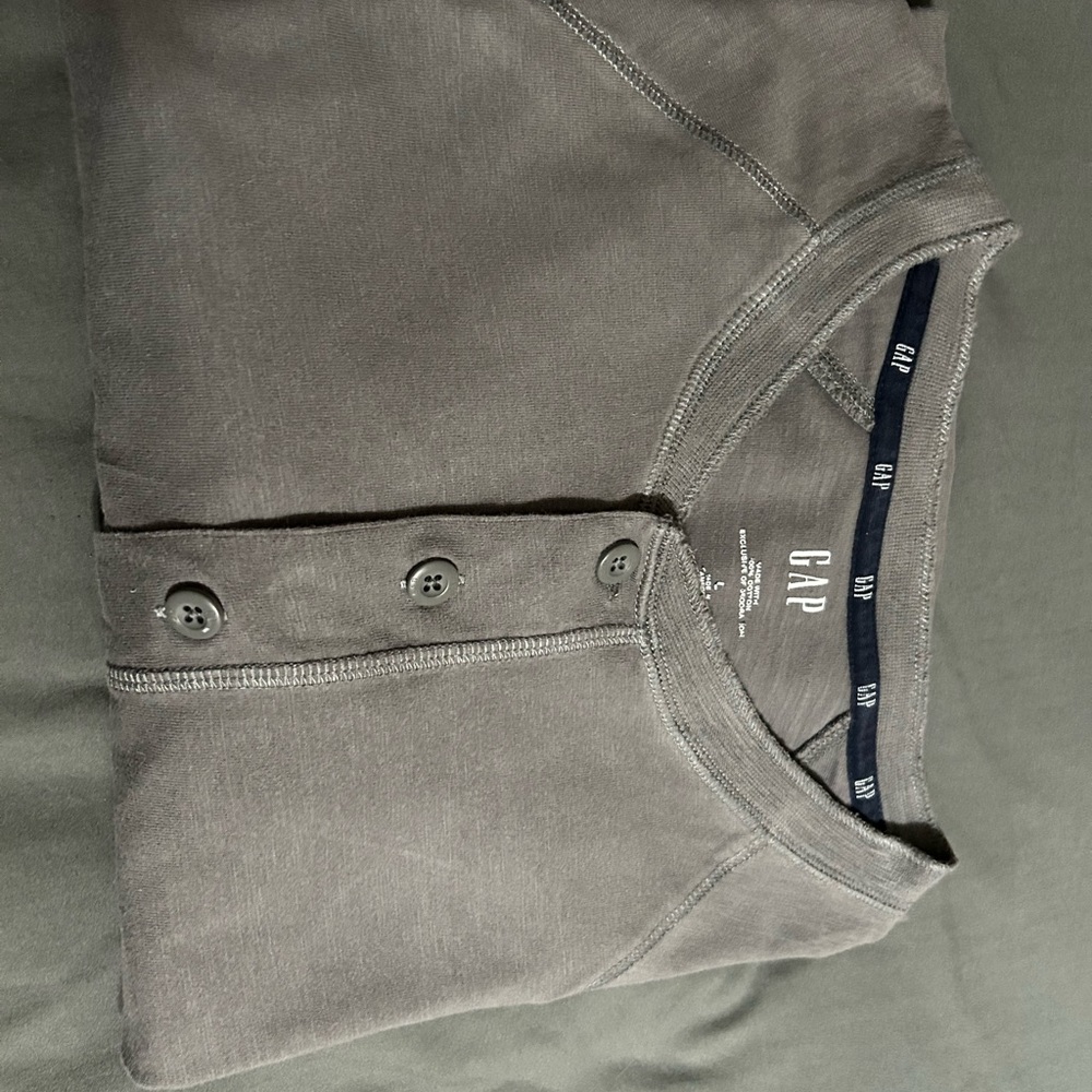 GAP Charcoal Button-Up Henley Shirt